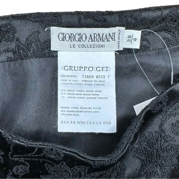 Giorgio Armani Black Floral Skirt Size 38 D0156 - Picture 5 of 10